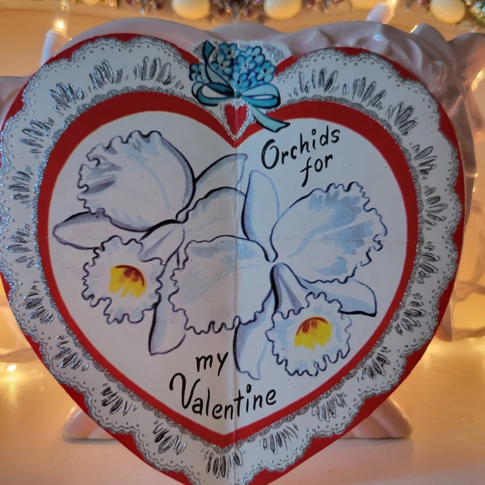 Vintage Valentine's Day Card ~ Orchid ~ Flowers ~ Pretty Ephemera ~ FINAL PRICE